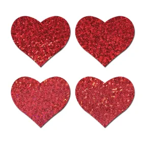 Petites: Two-Pair Small Glitter Hearts Nipple Pasties by Pastease