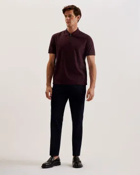 Polenn Ss Regular Textured Half-Zip Polo Maroon