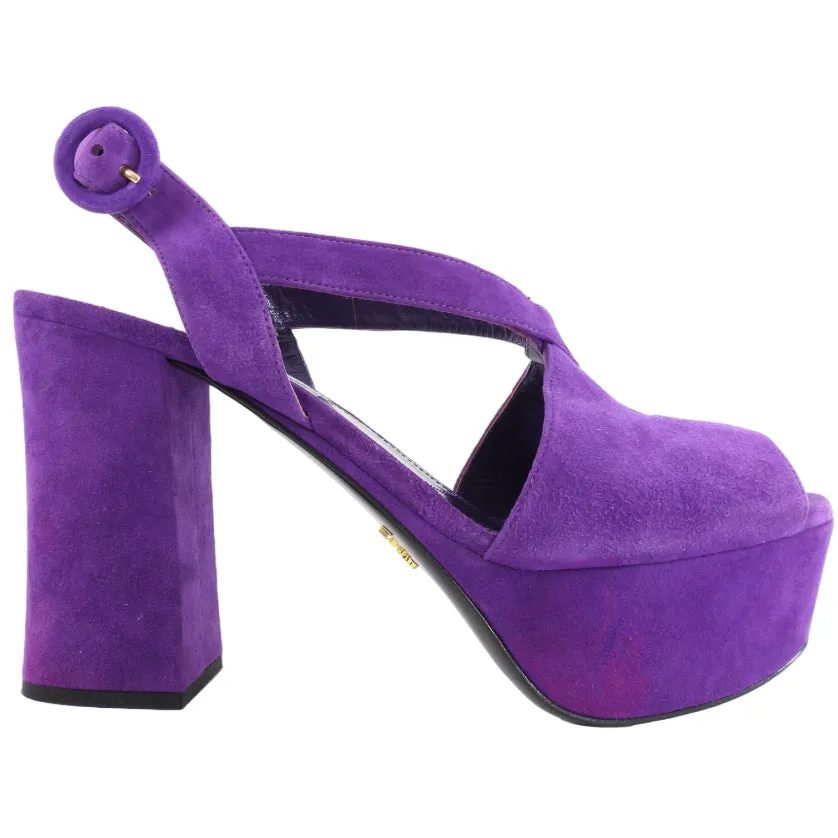 Prada Purple Suede Platform Pumps - 38.5