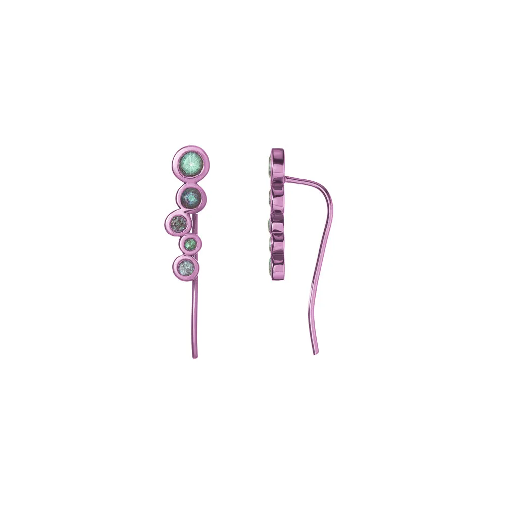 Purple Shadows Single Climber Earring with Green Sapphire Stones