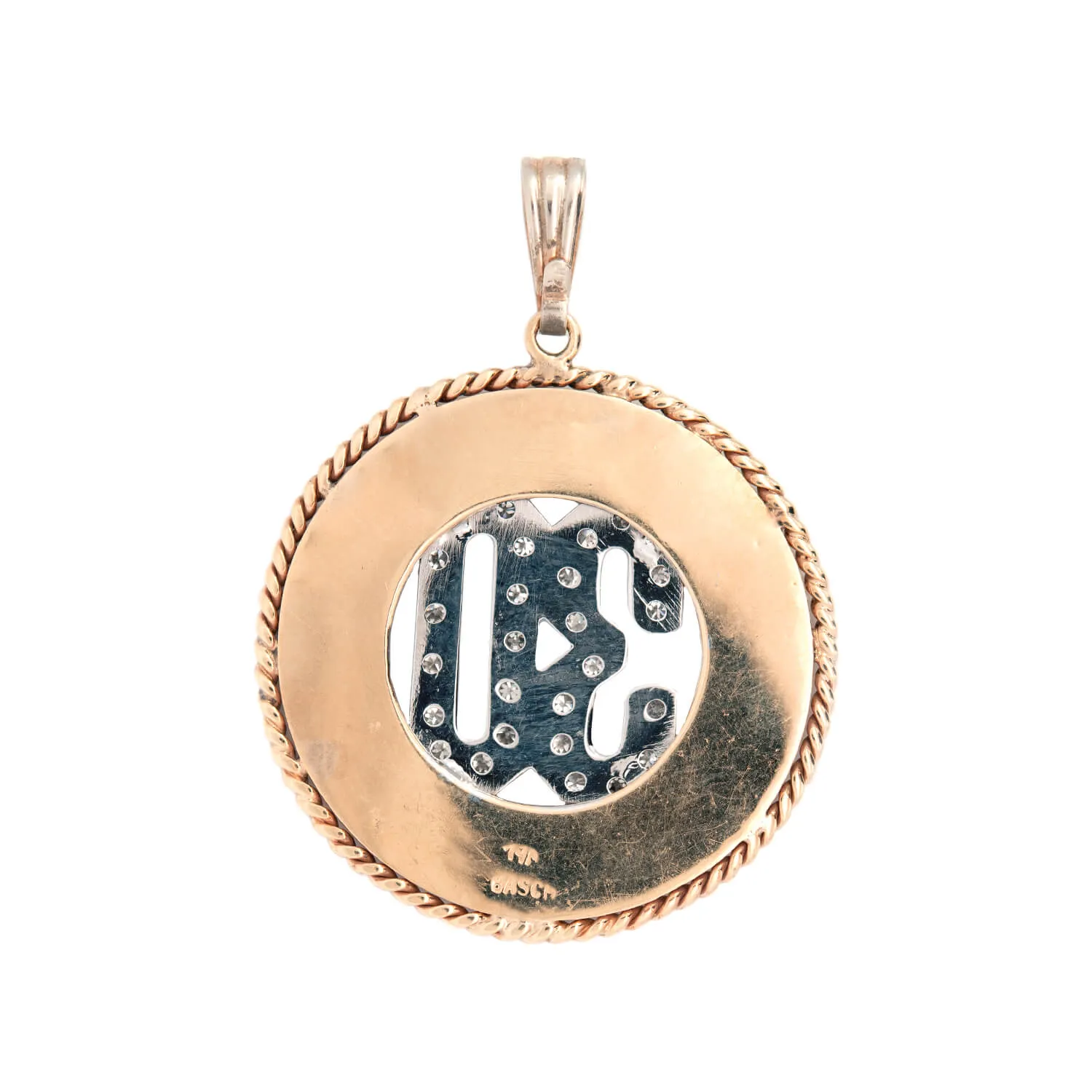 Retro 14k/Platinum   Diamond "30" Charm Pendant