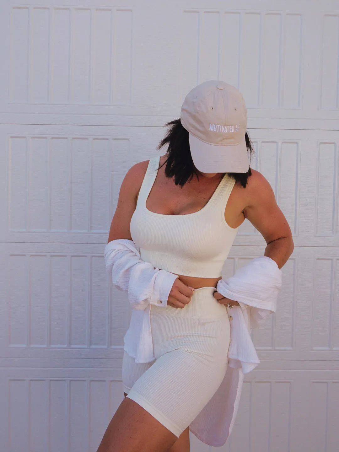 Ribbed Tank 2 Piece Set - Cream