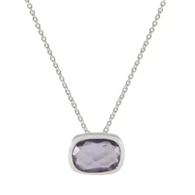 Riyo Attractive Gems Octagon Checker Purple Amethyst Silver Pendant Gift For Engagement