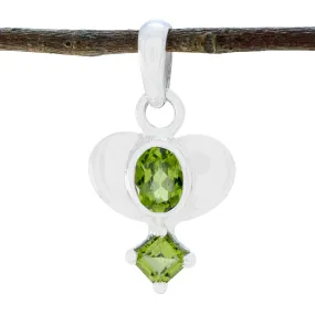 Riyo Genuine Gems Multi Shape Faceted Green Peridot 925 Silver Pendant boxing day gift