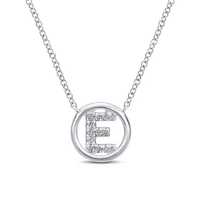 Round Pavé Initial E Pendant Necklace