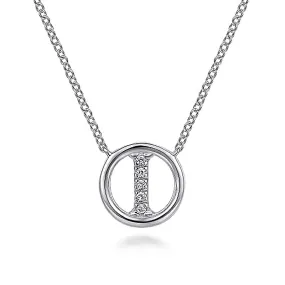 Round Pavé Initial I Pendant Necklace