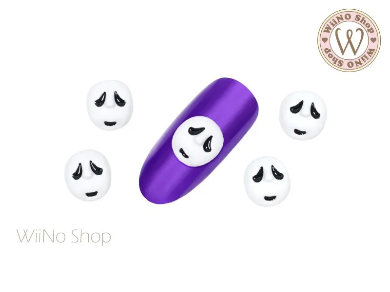 Sad Face Ghost Nail Metal Charm - 2 pcs