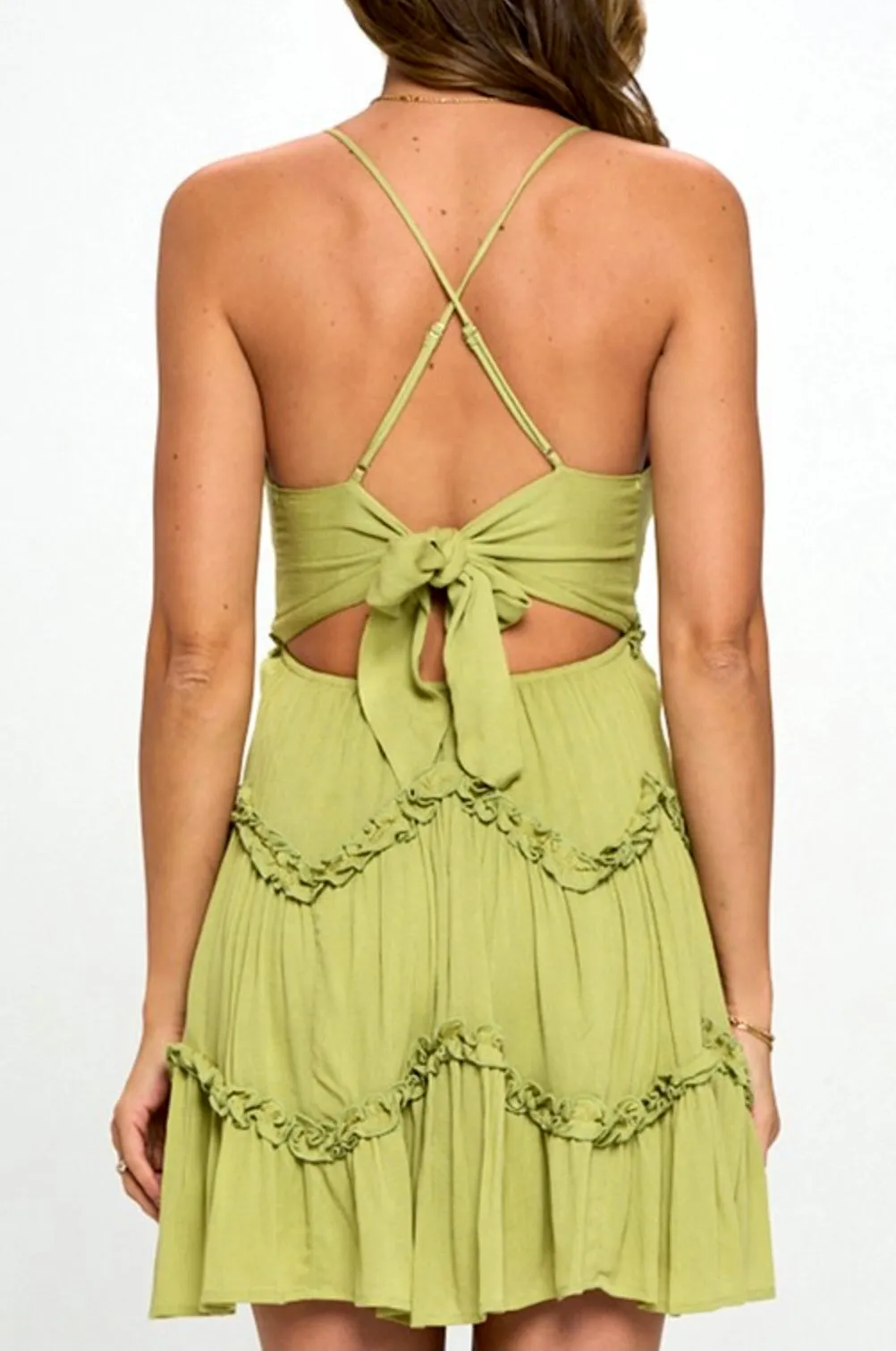 Sage green tie back dress