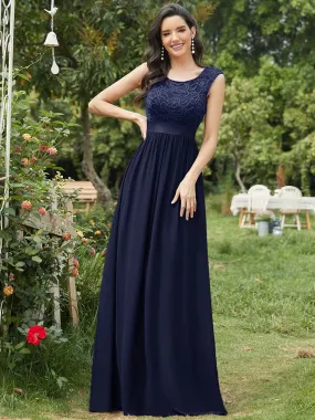 Scoop Neck Lace Top Bridesmaid Dress