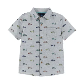 Short Sleeve Buttondown Shirt | Grey Scooters