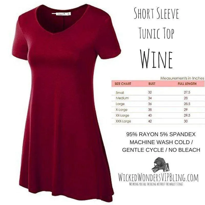 Short Sleeve Tunic Top BURGUNDY