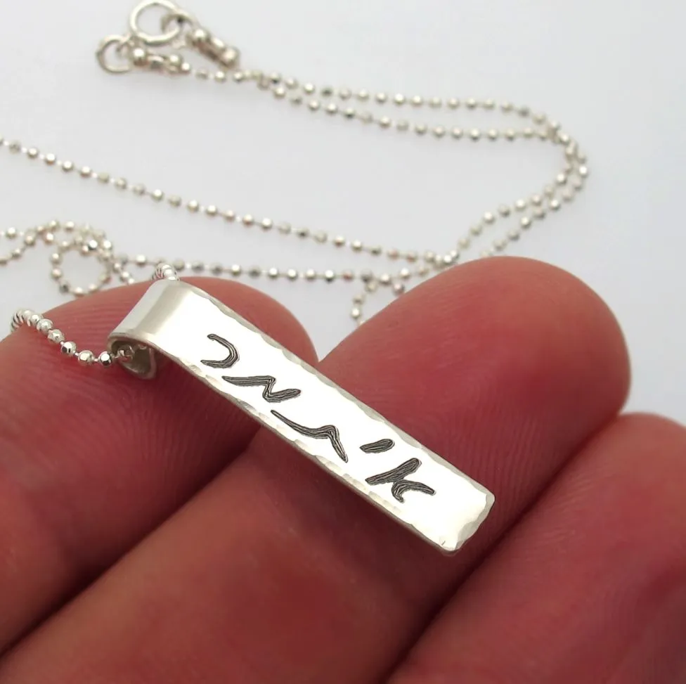 Silver Tag Pendant with Name for Men