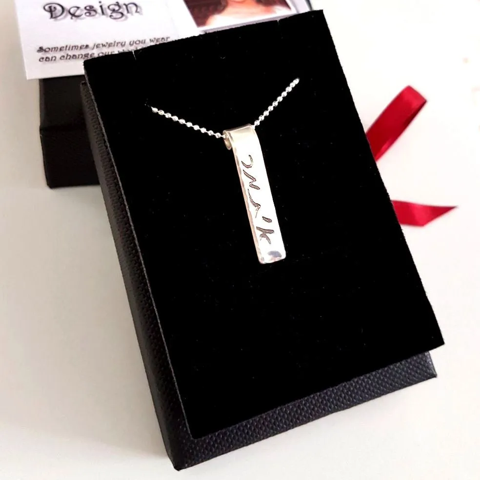 Silver Tag Pendant with Name for Men