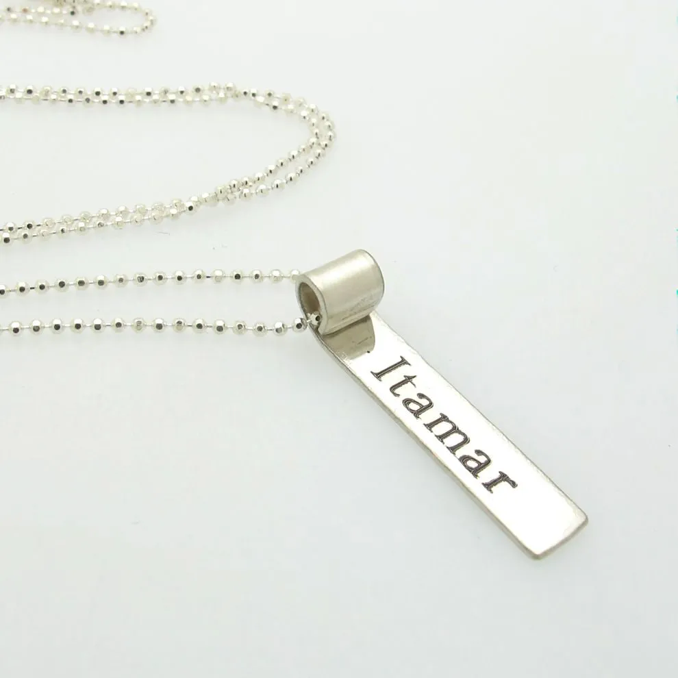 Silver Tag Pendant with Name for Men