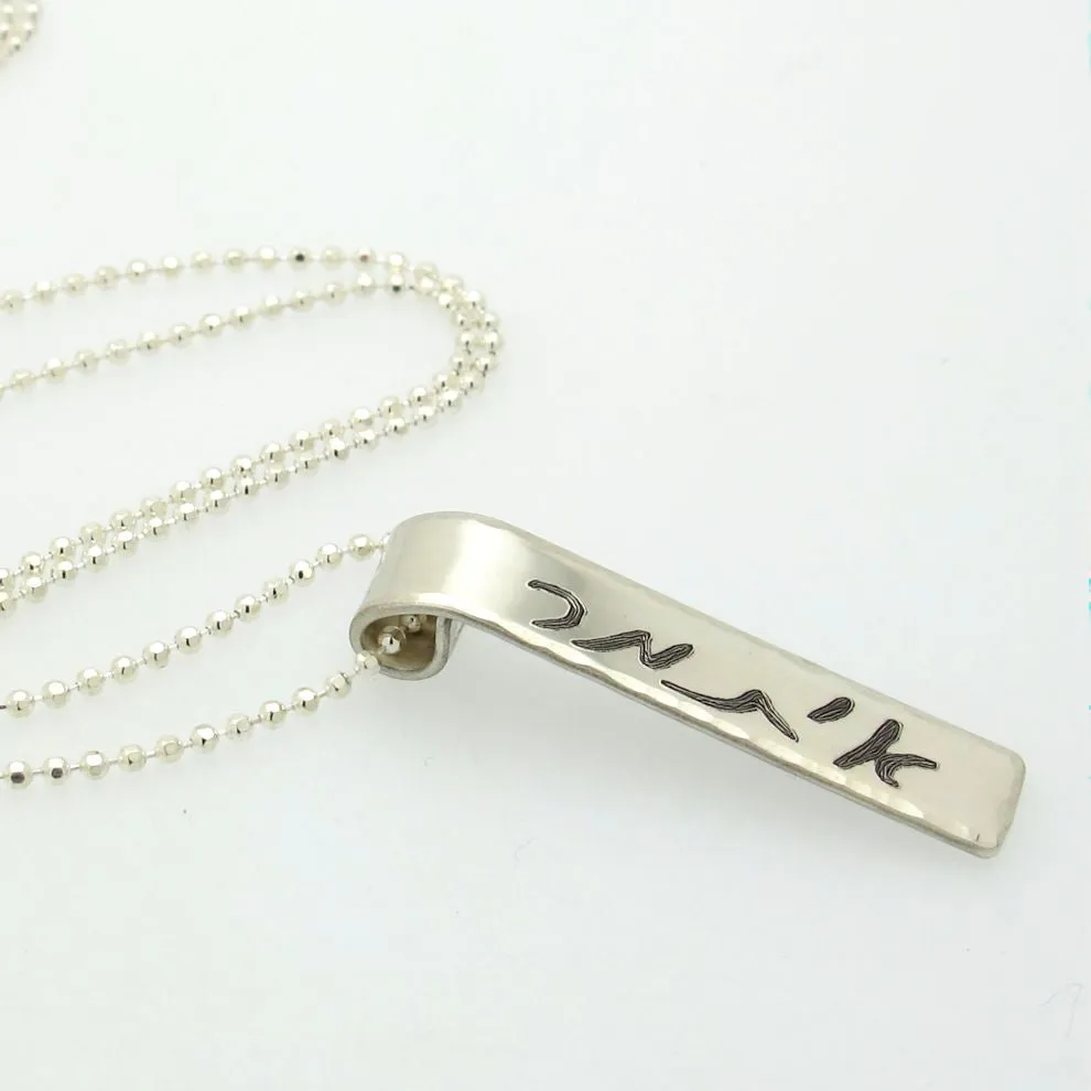 Silver Tag Pendant with Name for Men