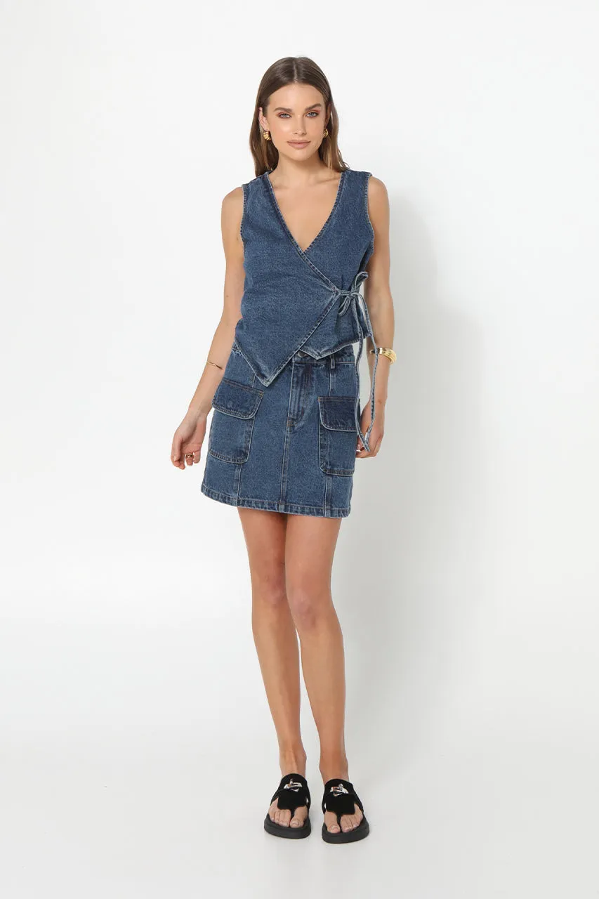 Simmi Denim Vest | Dark Blue