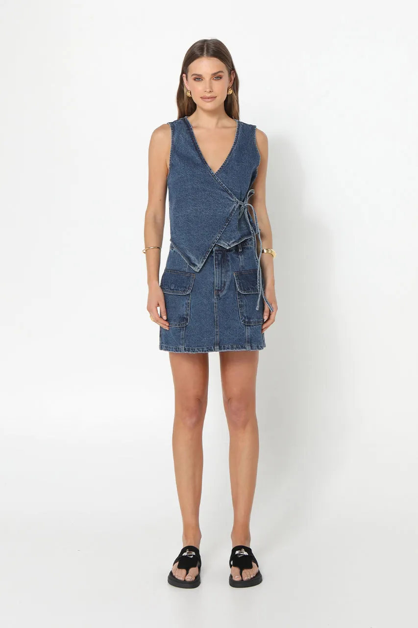 Simmi Denim Vest | Dark Blue