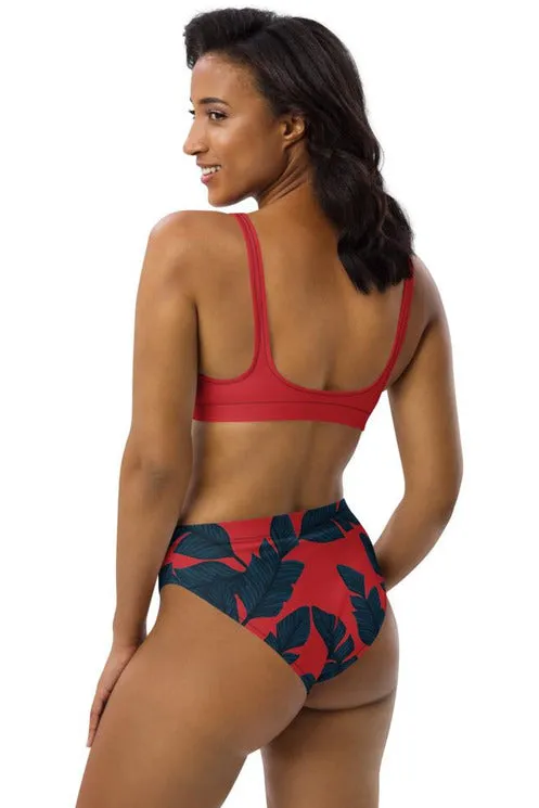 Solar Palms Recycled high-waisted bikini