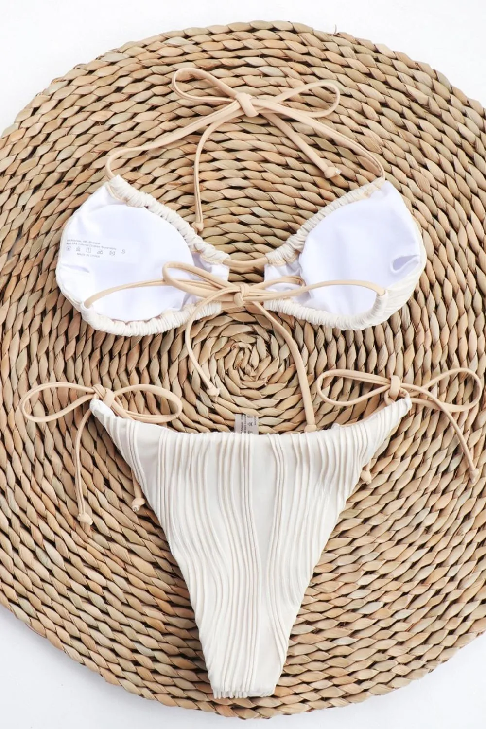 Strukturiertes Neckholder-Bikini-Set zum Binden