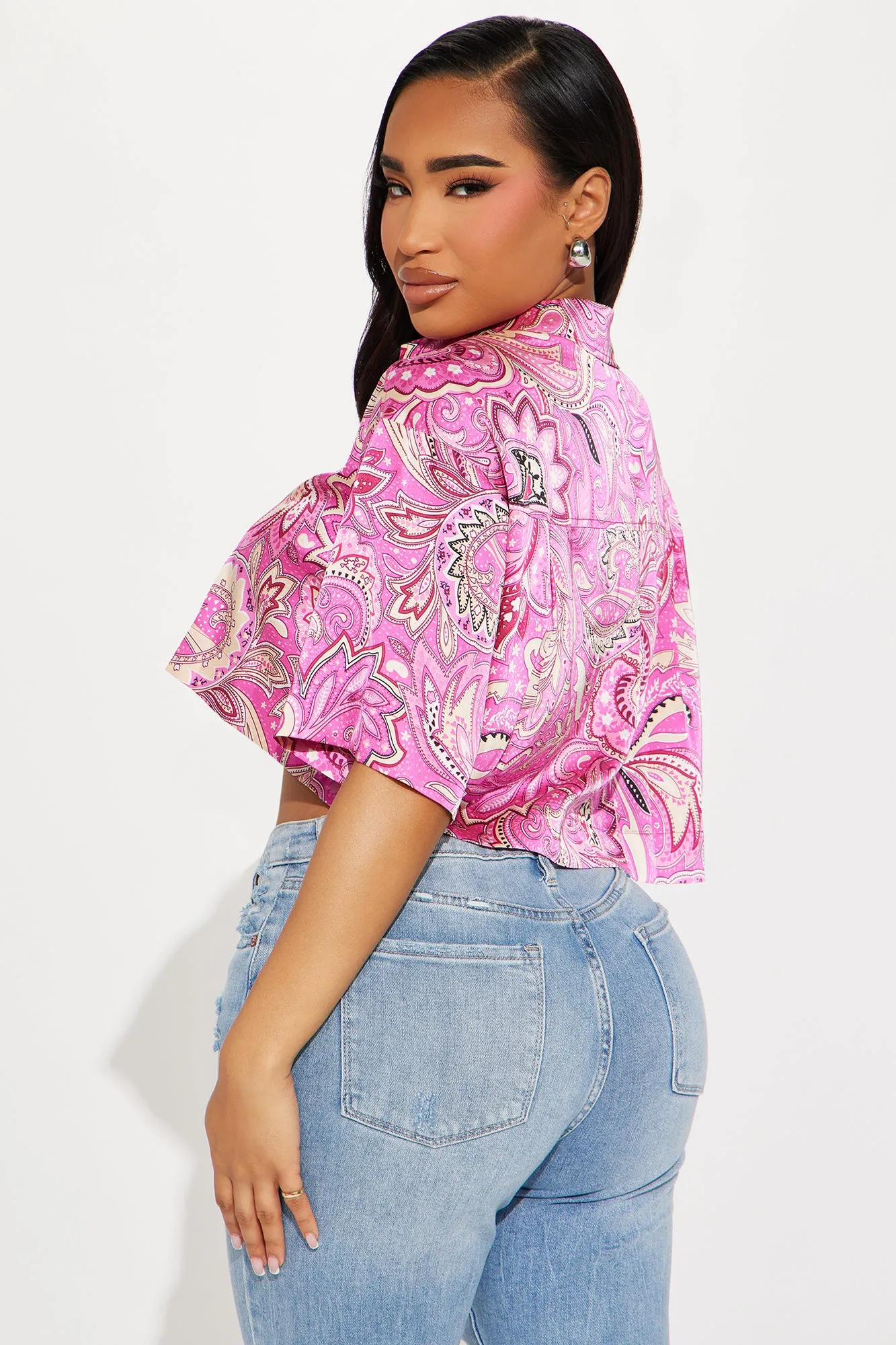 Summer Fun Satin Shirt - Pink/combo