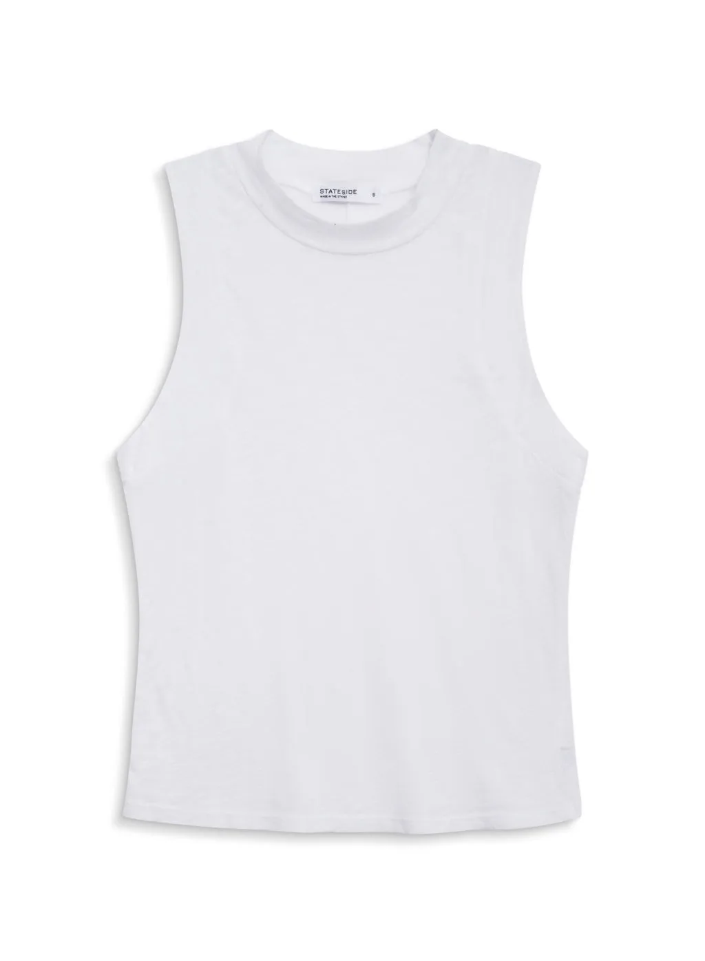 Supima Slub Sleeveless Mock Neck Top in White