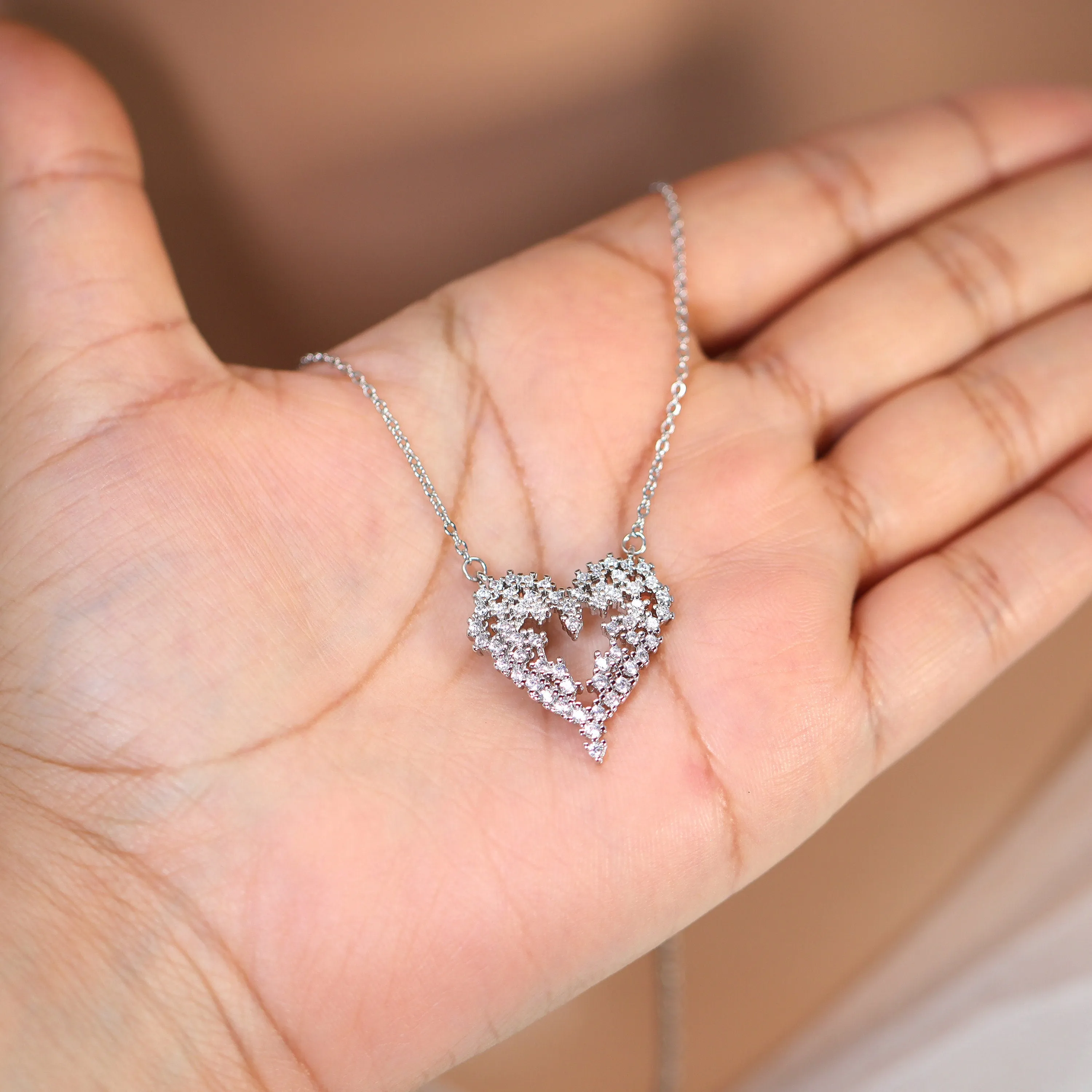 Swarovski Crystal Mesmerizing Shinny Heart shape Necklace , Valentine's Day Gift For Her, Galentine's Day,  Statement Necklace Cz