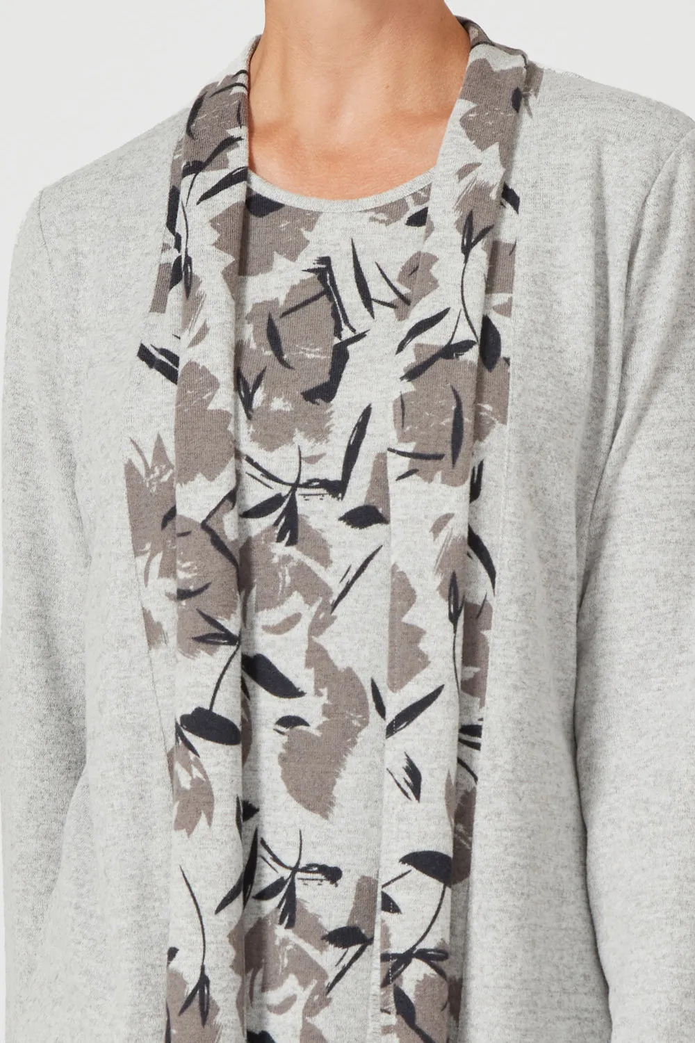 Tonal Floral Mock Cardi Tunic