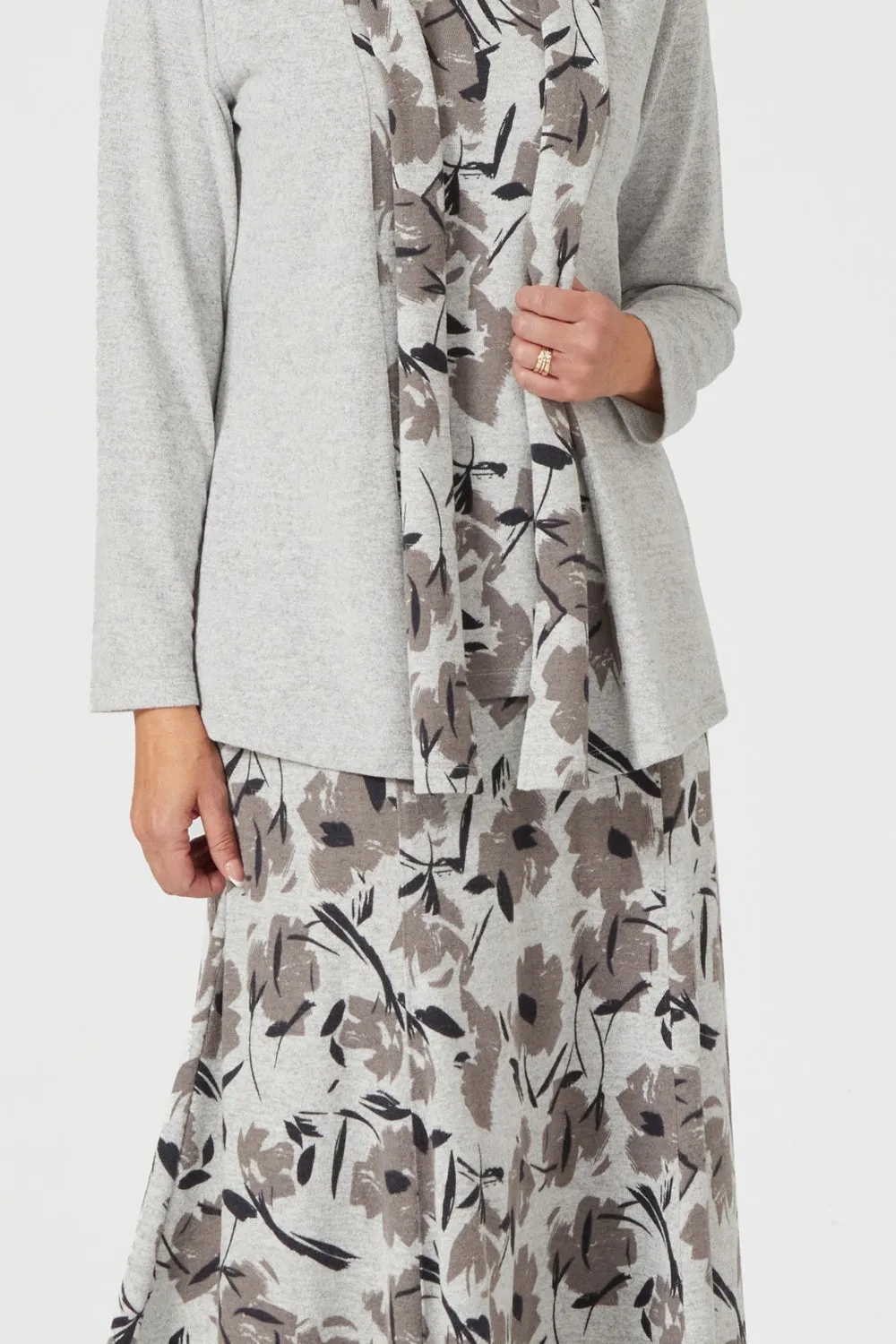 Tonal Floral Mock Cardi Tunic