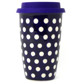 Travel Cup 14 oz in White Polka-Dot