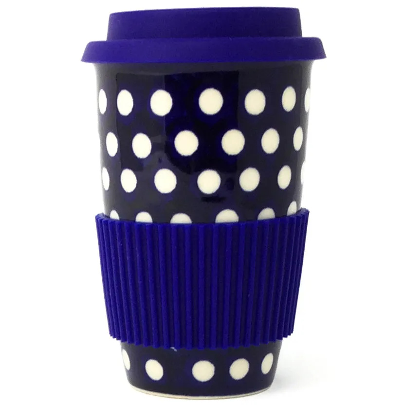 Travel Cup 14 oz in White Polka-Dot