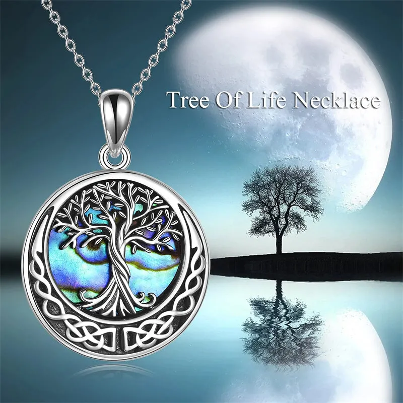 Tree of Life Necklace  Abalone Shell Celtic Knot Pendant Necklace