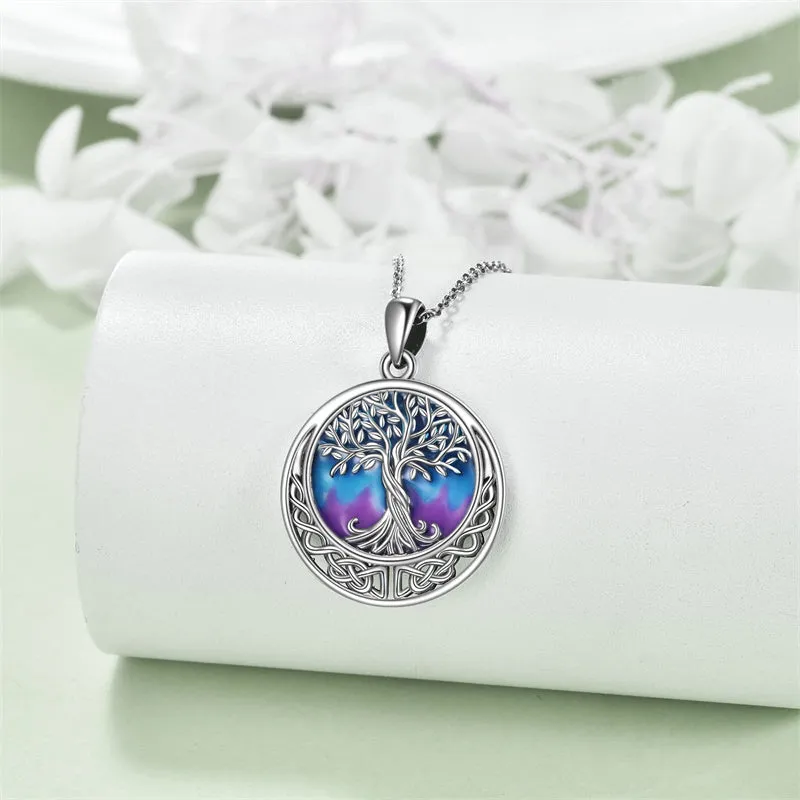 Tree of Life Necklace  Abalone Shell Celtic Knot Pendant Necklace