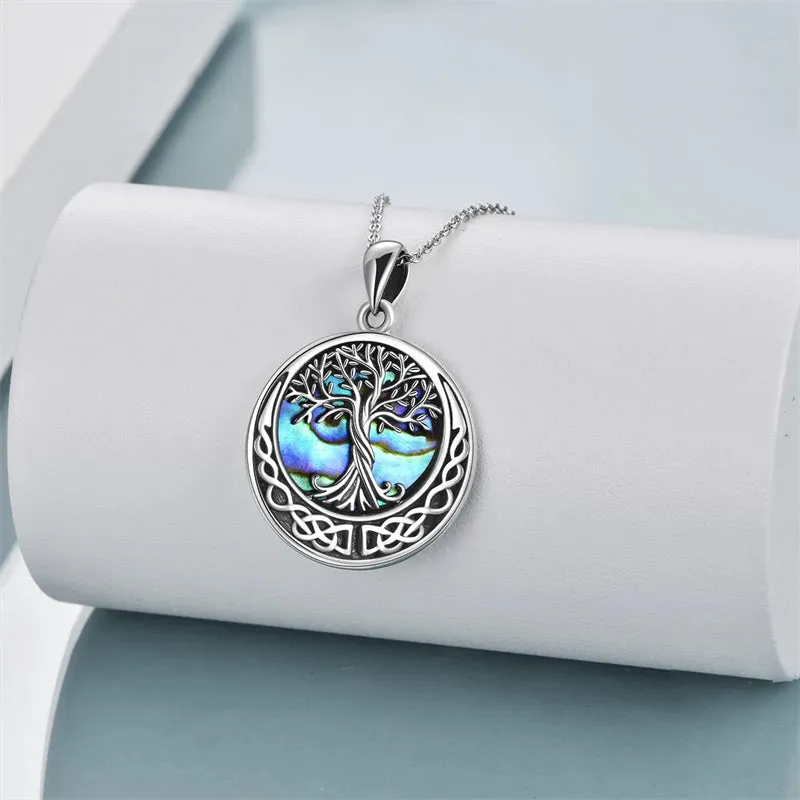 Tree of Life Necklace  Abalone Shell Celtic Knot Pendant Necklace