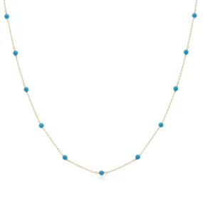 Turquoise Bead Station Chain Necklace