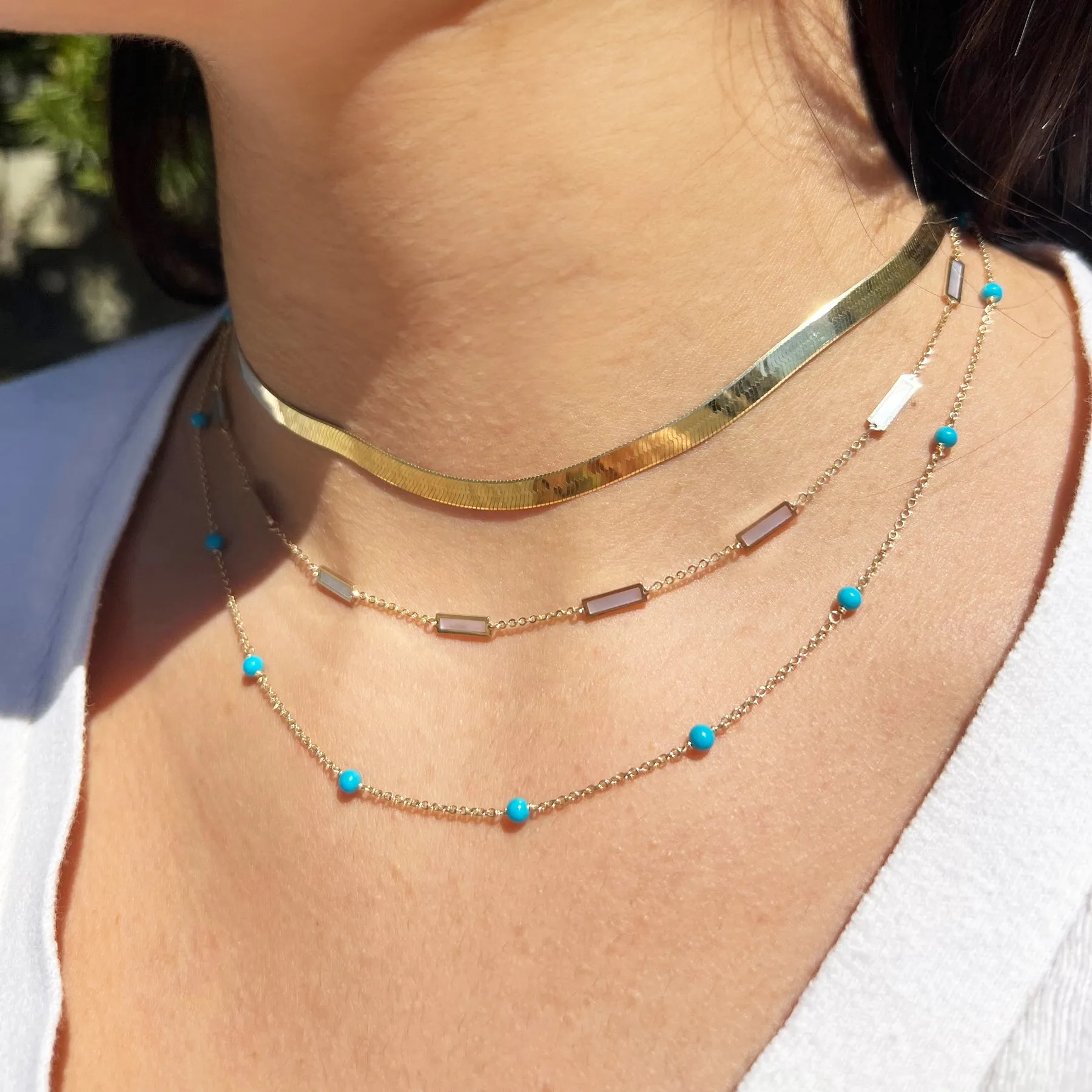 Turquoise Bead Station Chain Necklace