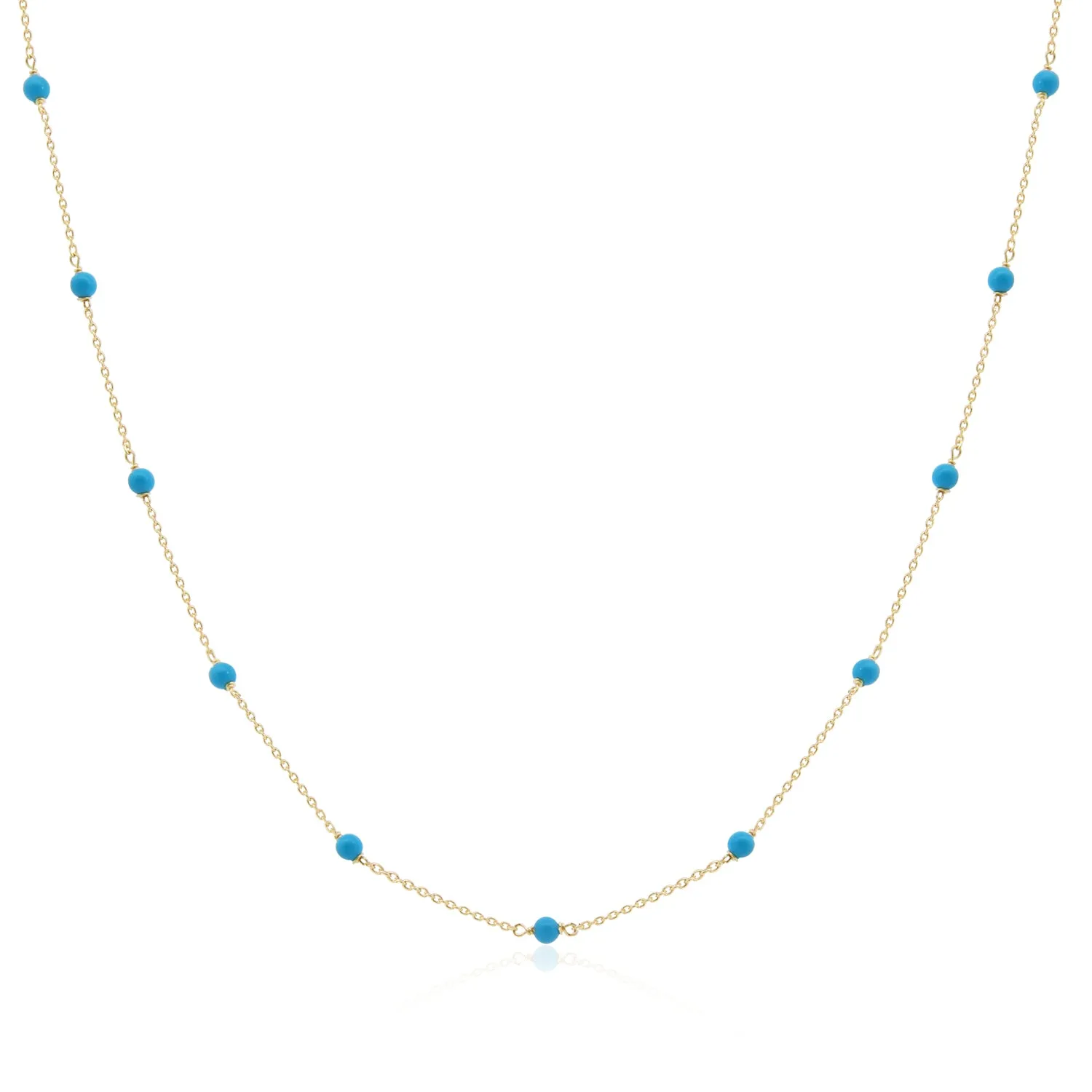 Turquoise Bead Station Chain Necklace