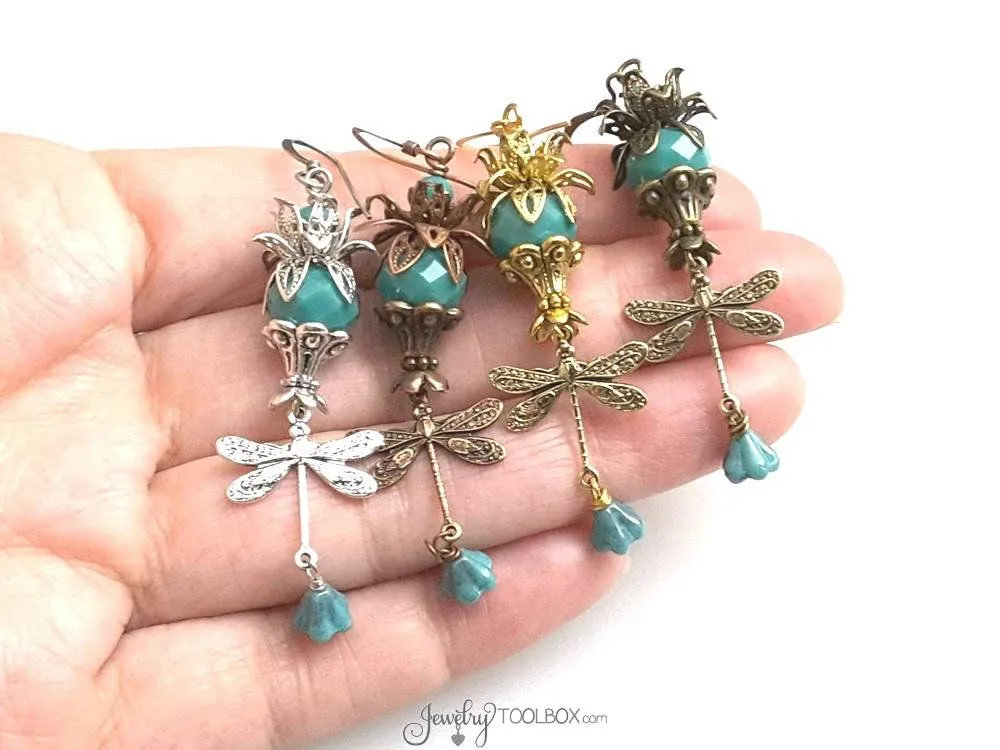 Tutorial Pattern, Flower Dragonfly Charm Earrings