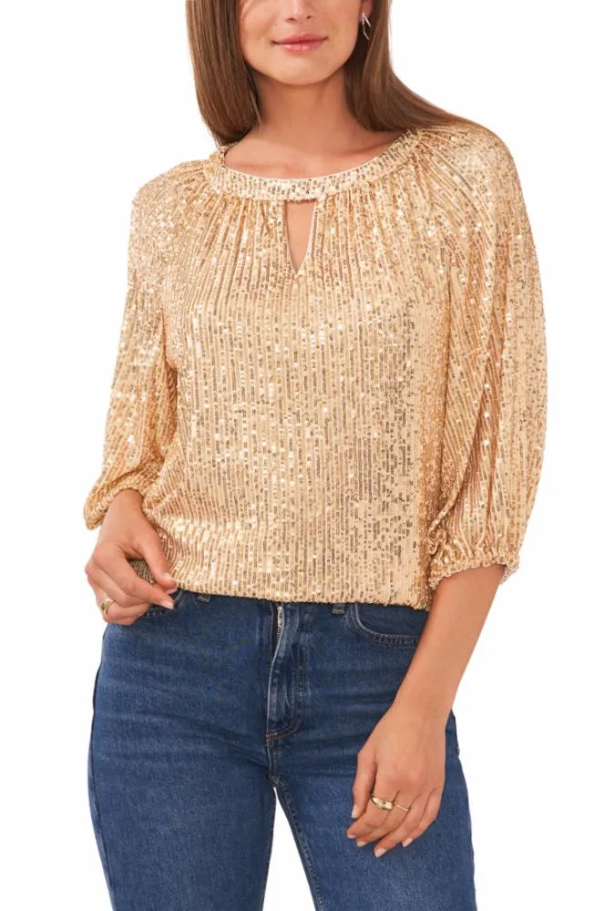 Vince Camuto Apparel RAGLAN SLV TOP WITH KEYHOLE 742 GOLD (VC)