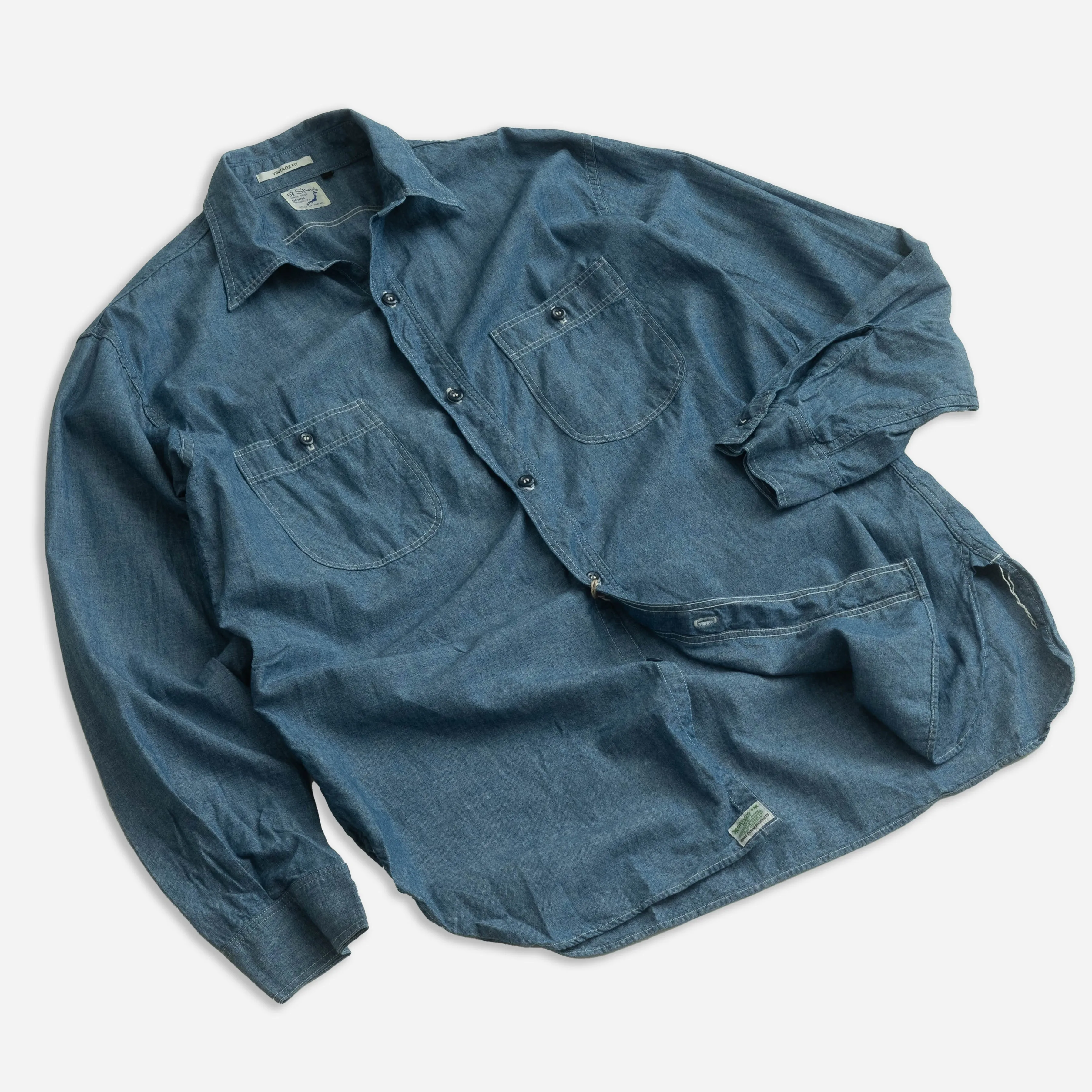 VINTAGE CHAMBRAY WORK SHIRT - INDIGO BLUE