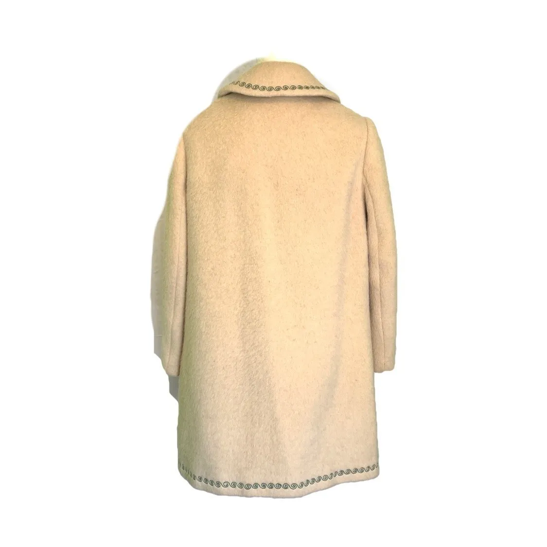 Vintage Cream Wool Swing Coat from West Germany. Waterproof Winter Overcoat.