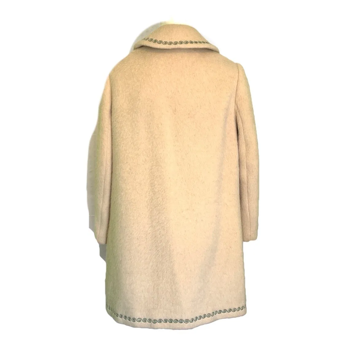 Vintage Cream Wool Swing Coat from West Germany. Waterproof Winter Overcoat.