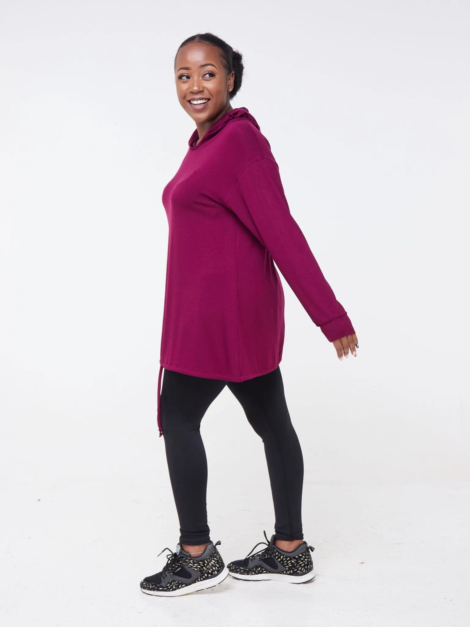 Vivo Fitness Hoodie Tunic  - Burgundy