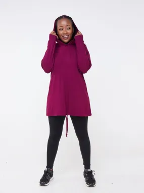 Vivo Fitness Hoodie Tunic  - Burgundy