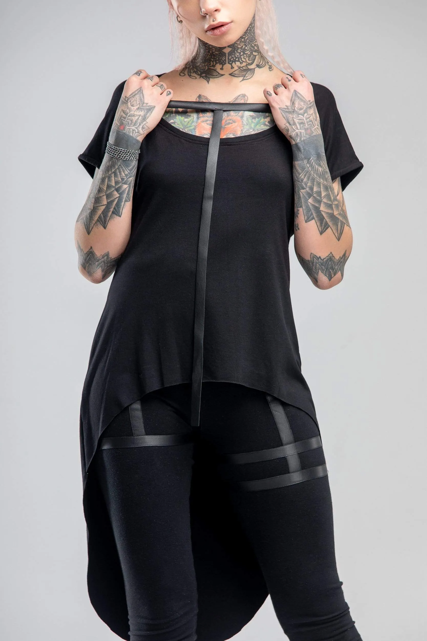 Women Black Train Tunic