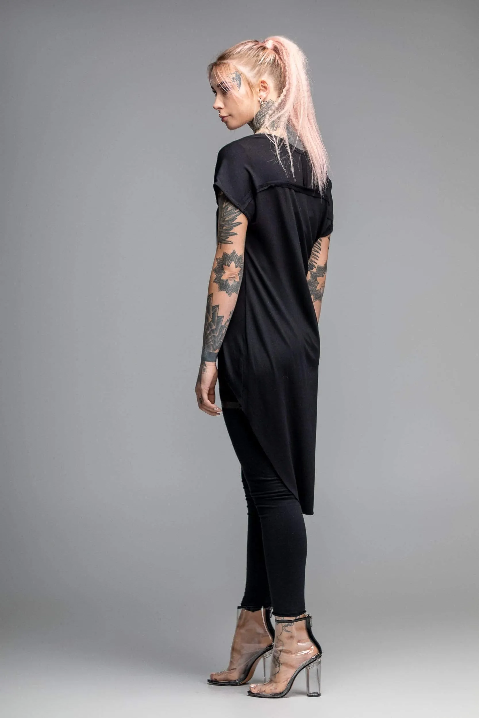 Women Black Train Tunic