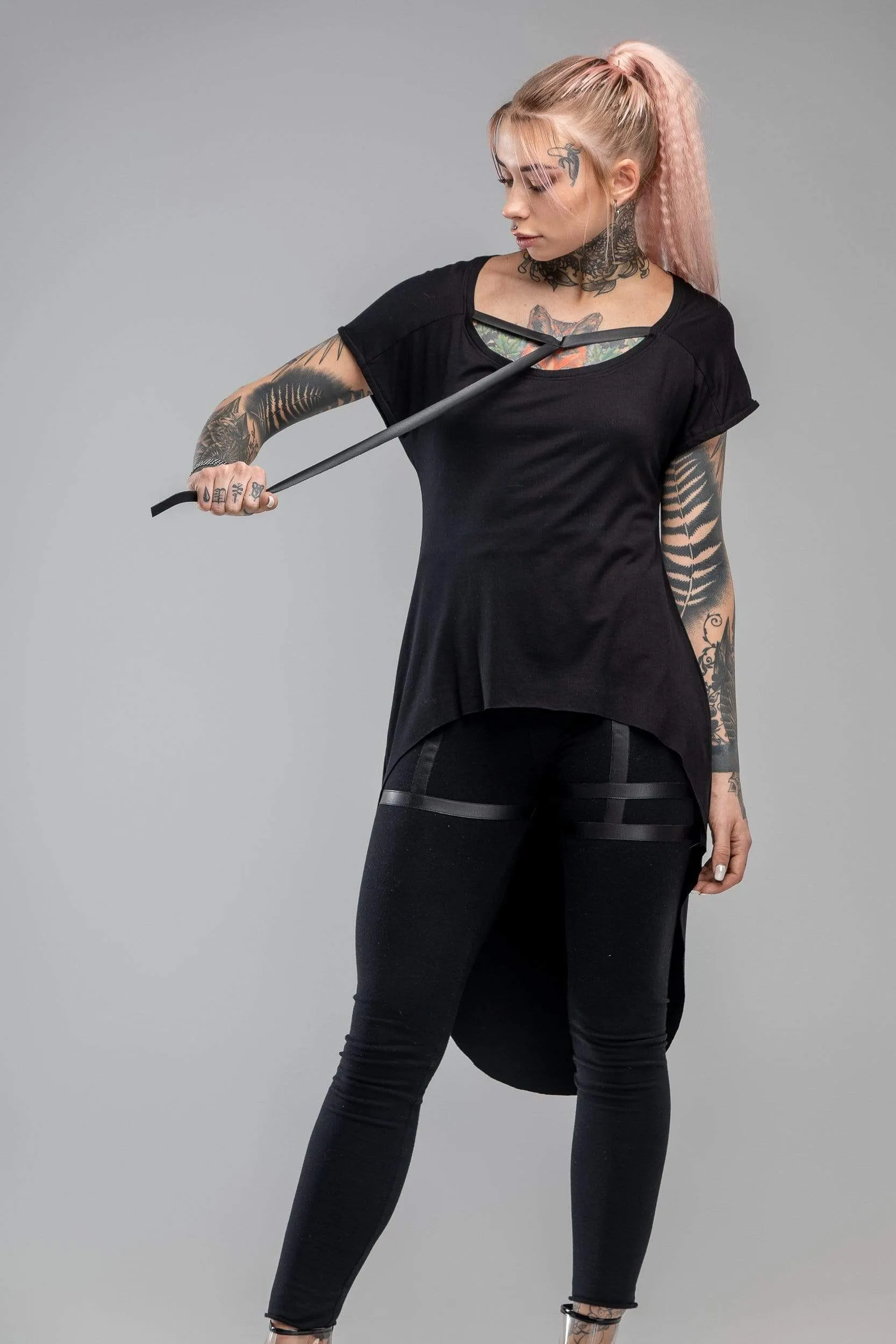 Women Black Train Tunic