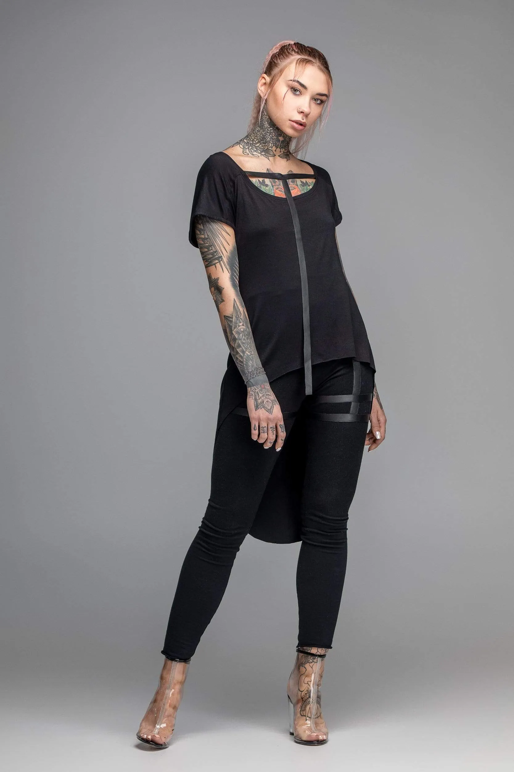 Women Black Train Tunic