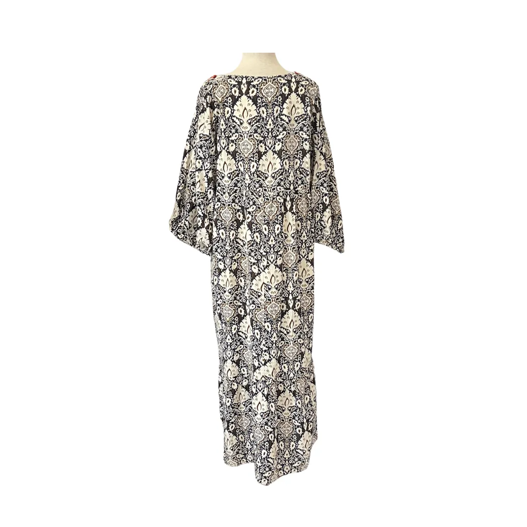 ZARA Brown Printed Embroidered Neckline Long Tunic | Gently used |